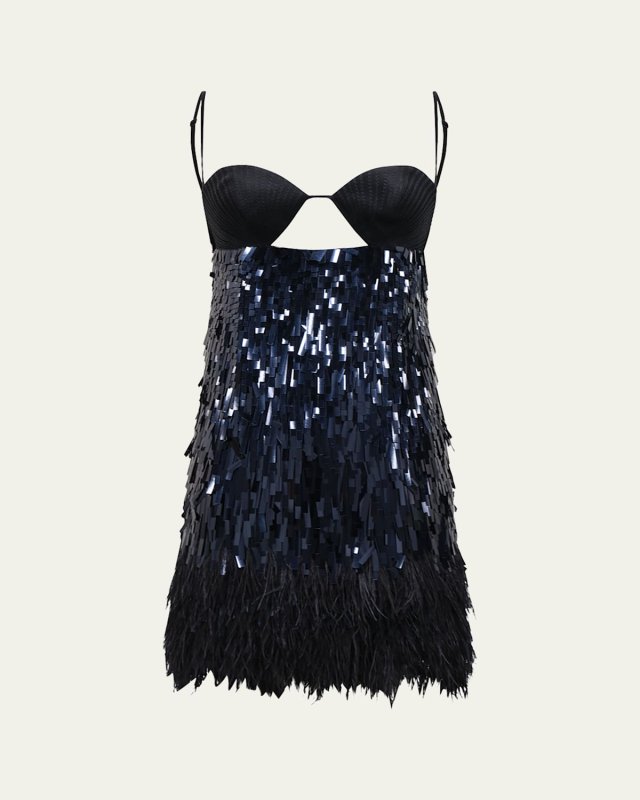 Abordando Suenos Sequined Fringe Mini Dress